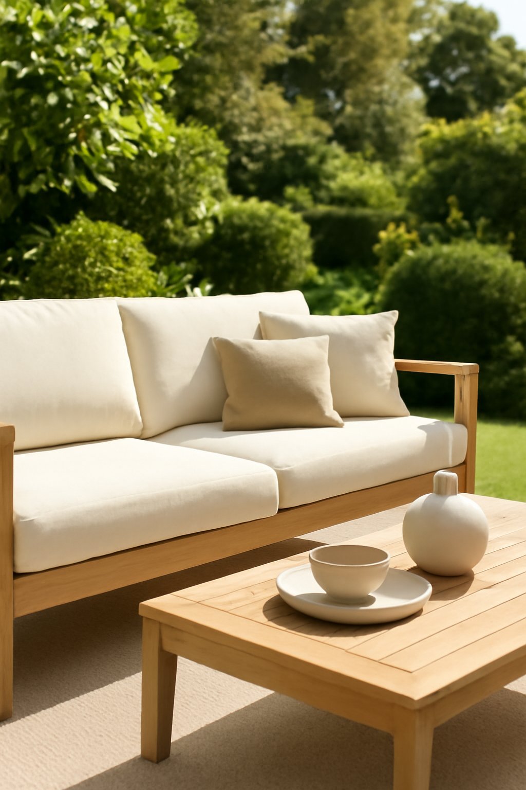 Rattan Lounge Set mit Kissen