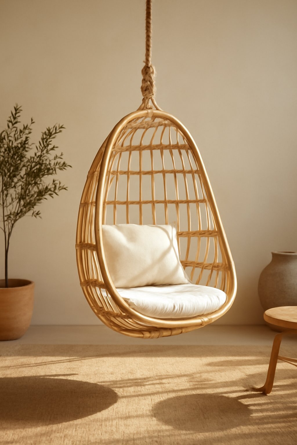 Rattan Hängesessel mit Kissen