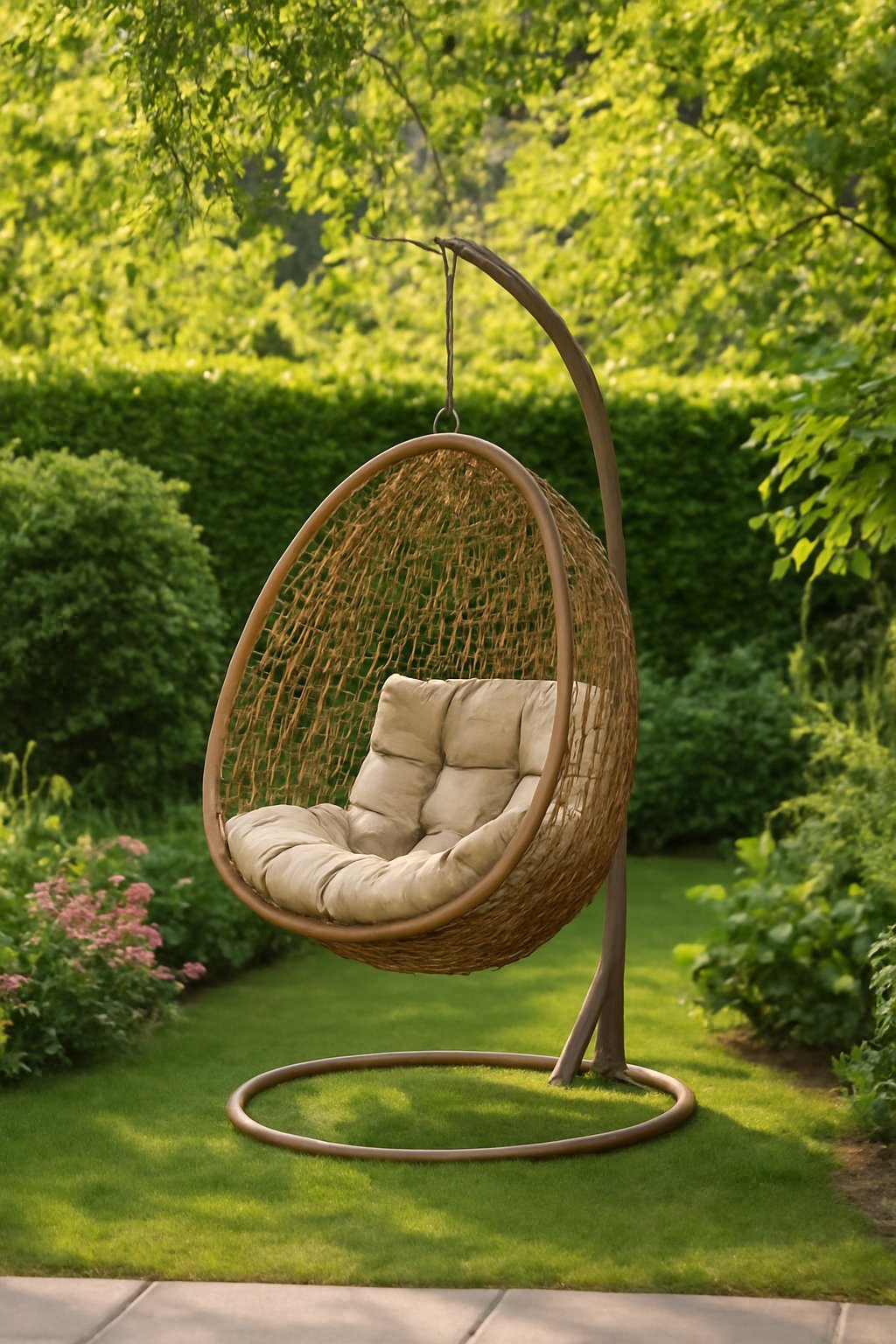 Rattan Hängesessel mit Kissen