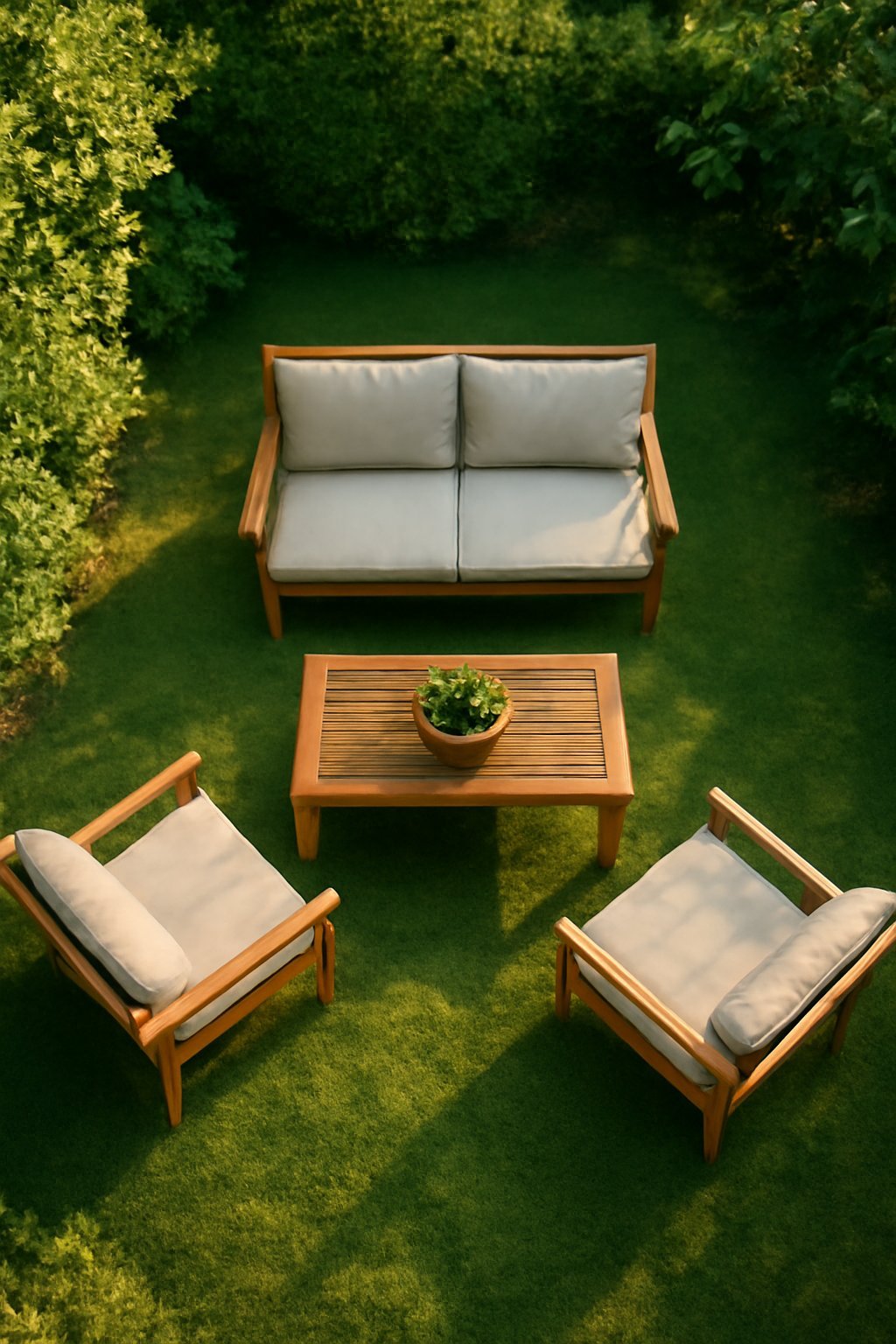 Verstellbarer Gartenstuhl mit Armlehnen