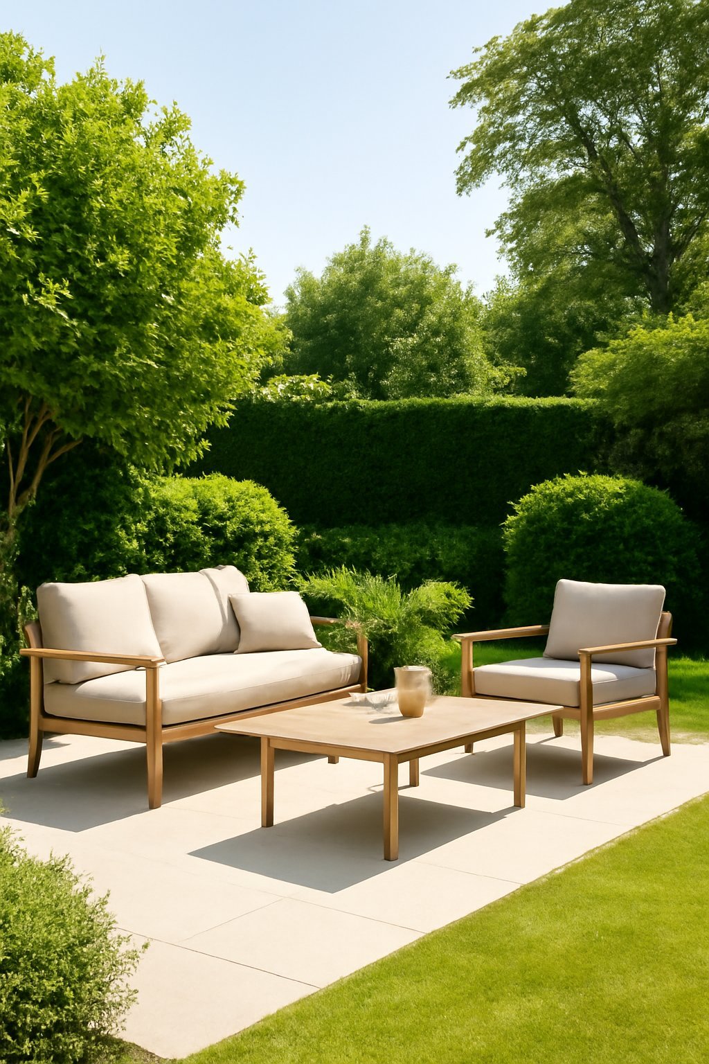 Verstellbare Gartenliege mit Kissen