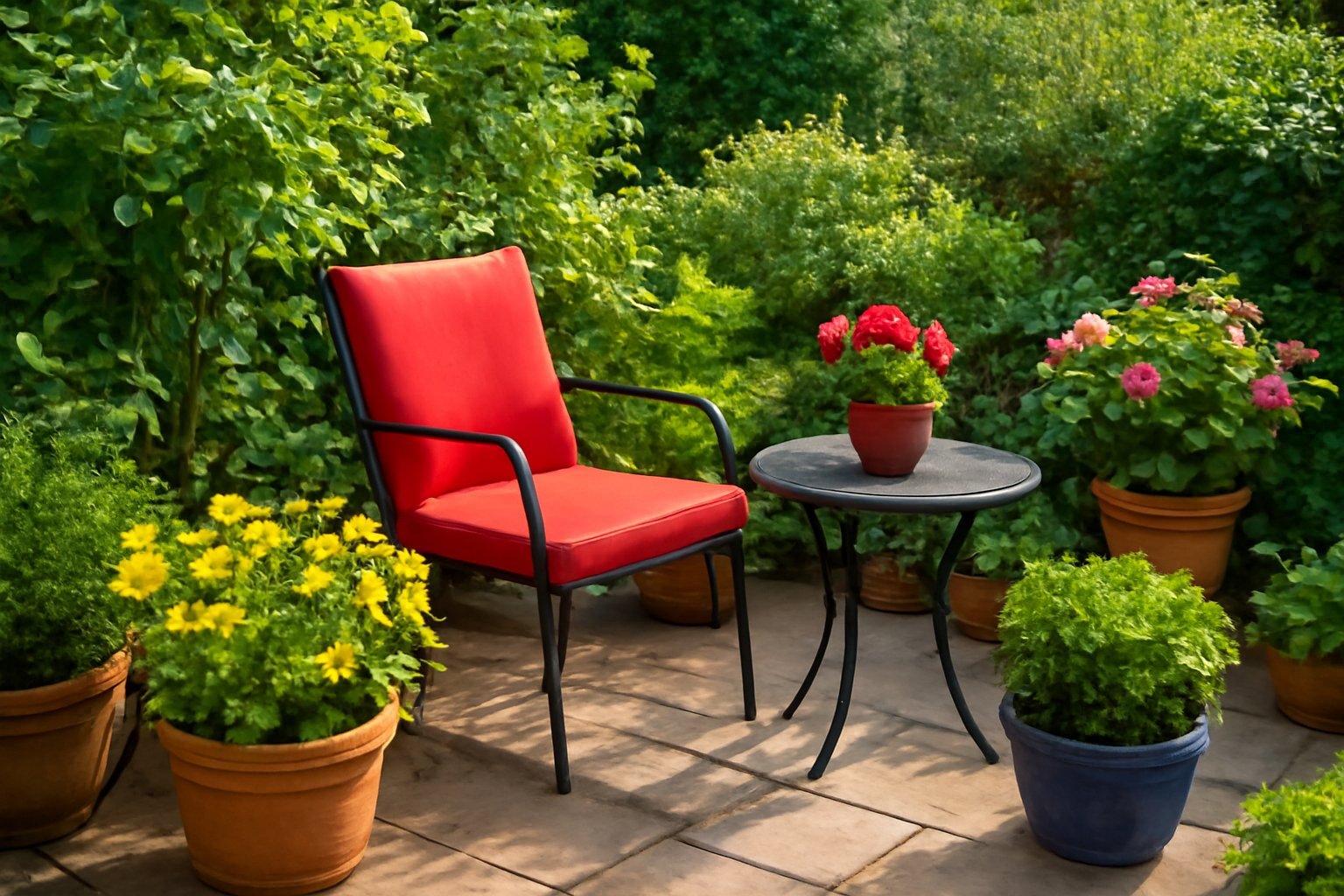 Farbliche Akzente für mehr Leben auf der Terrasse
