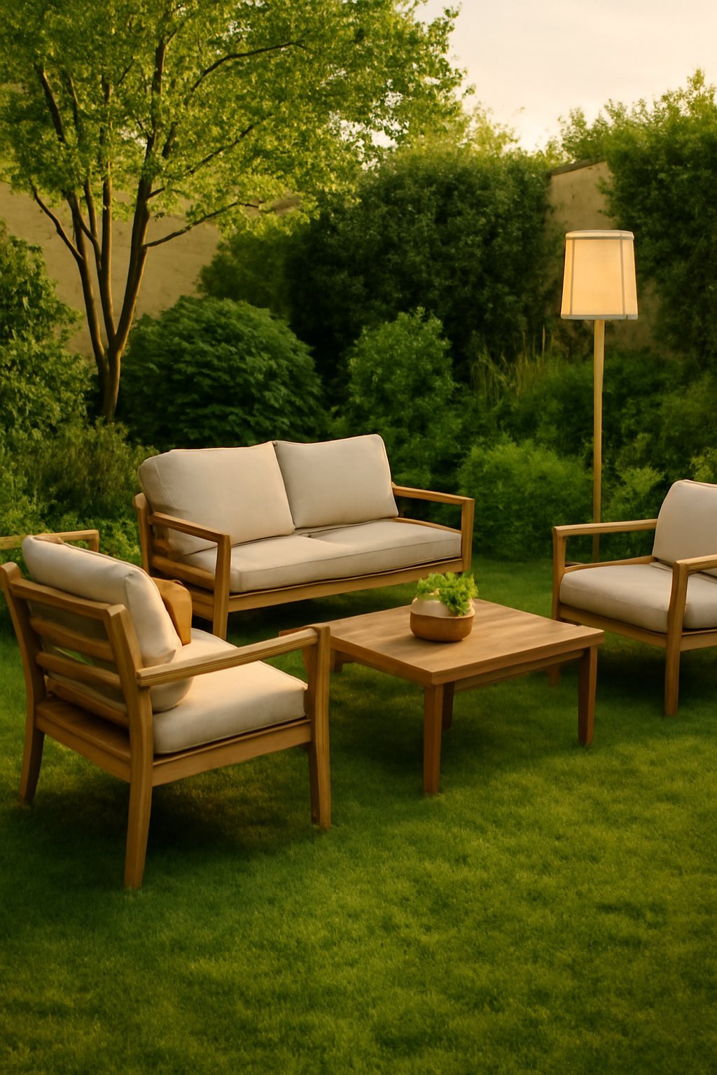 Bambus Gartentisch rund