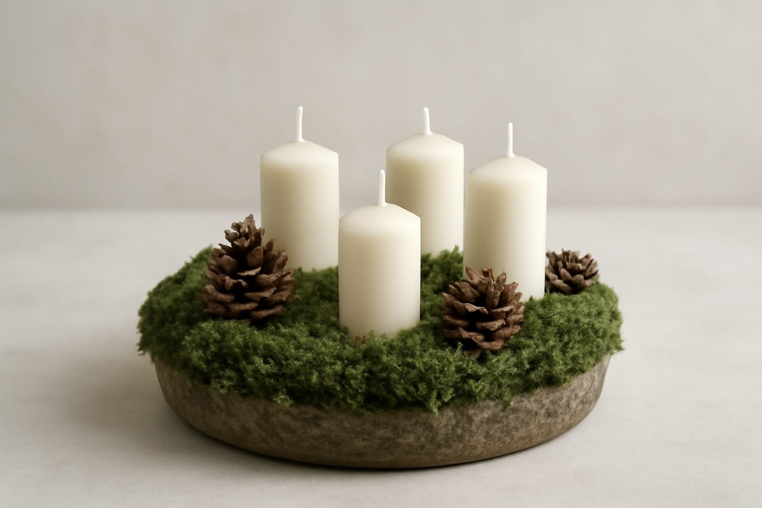 Adventsdeko mit Moos und Zapfen gelingt auch beim ersten Mal