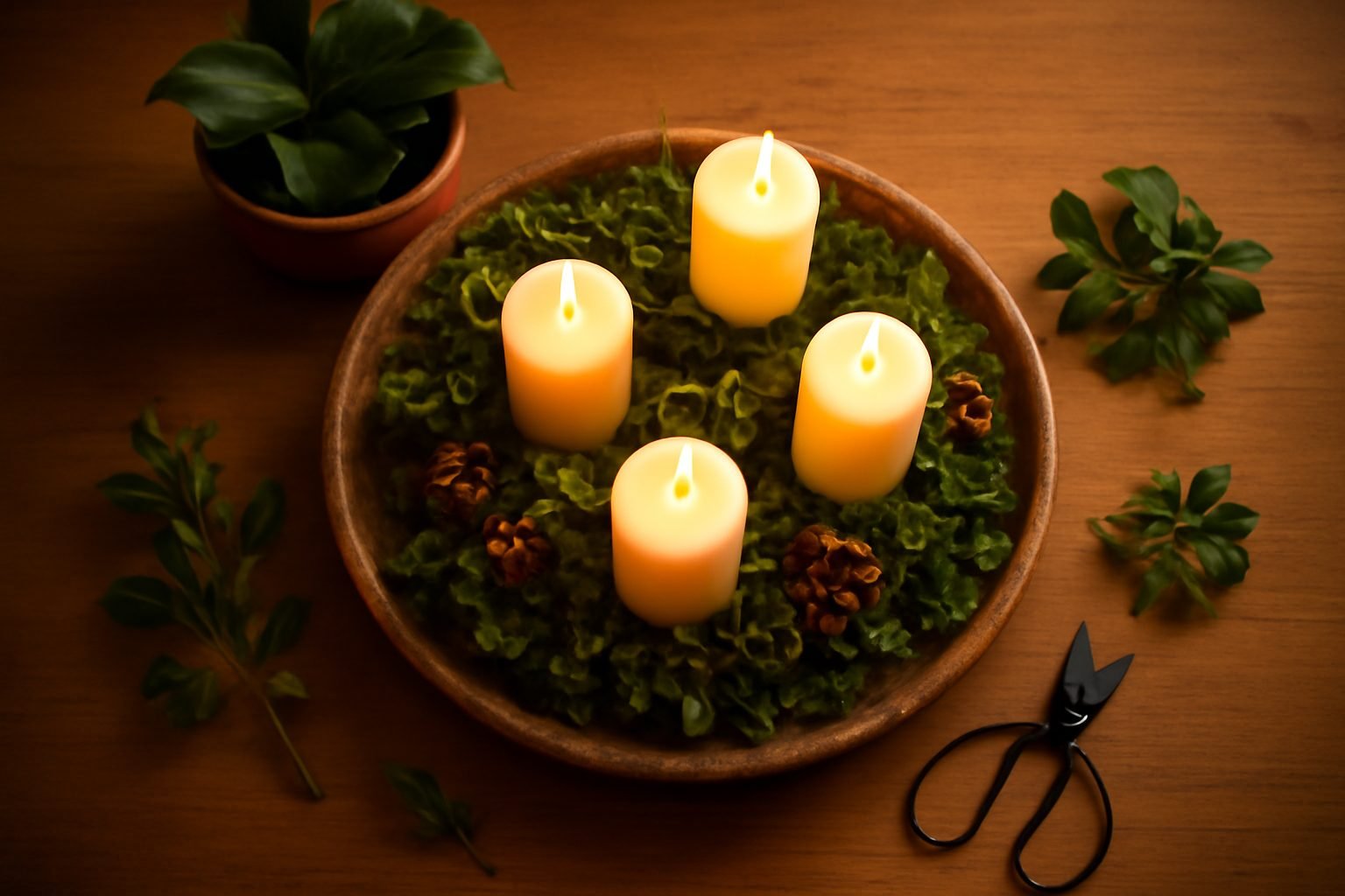 Adventsgesteck selber machen Naturmaterial in 6 Schritten