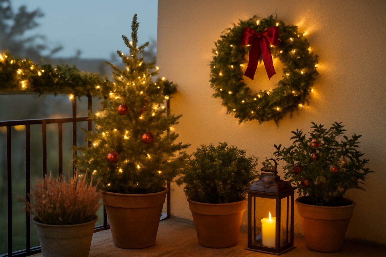 Balkon Weihnachtlich dekorieren mit pflanzen in 6 Schritten