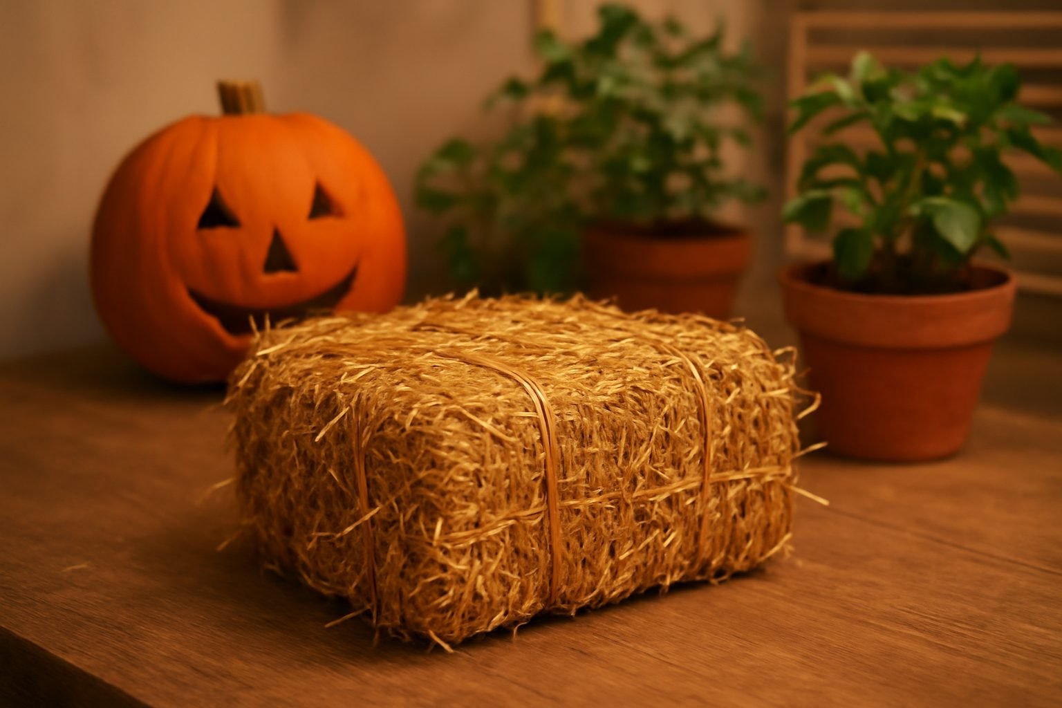 Halloween Deko Ideen mit Heu und Stroh