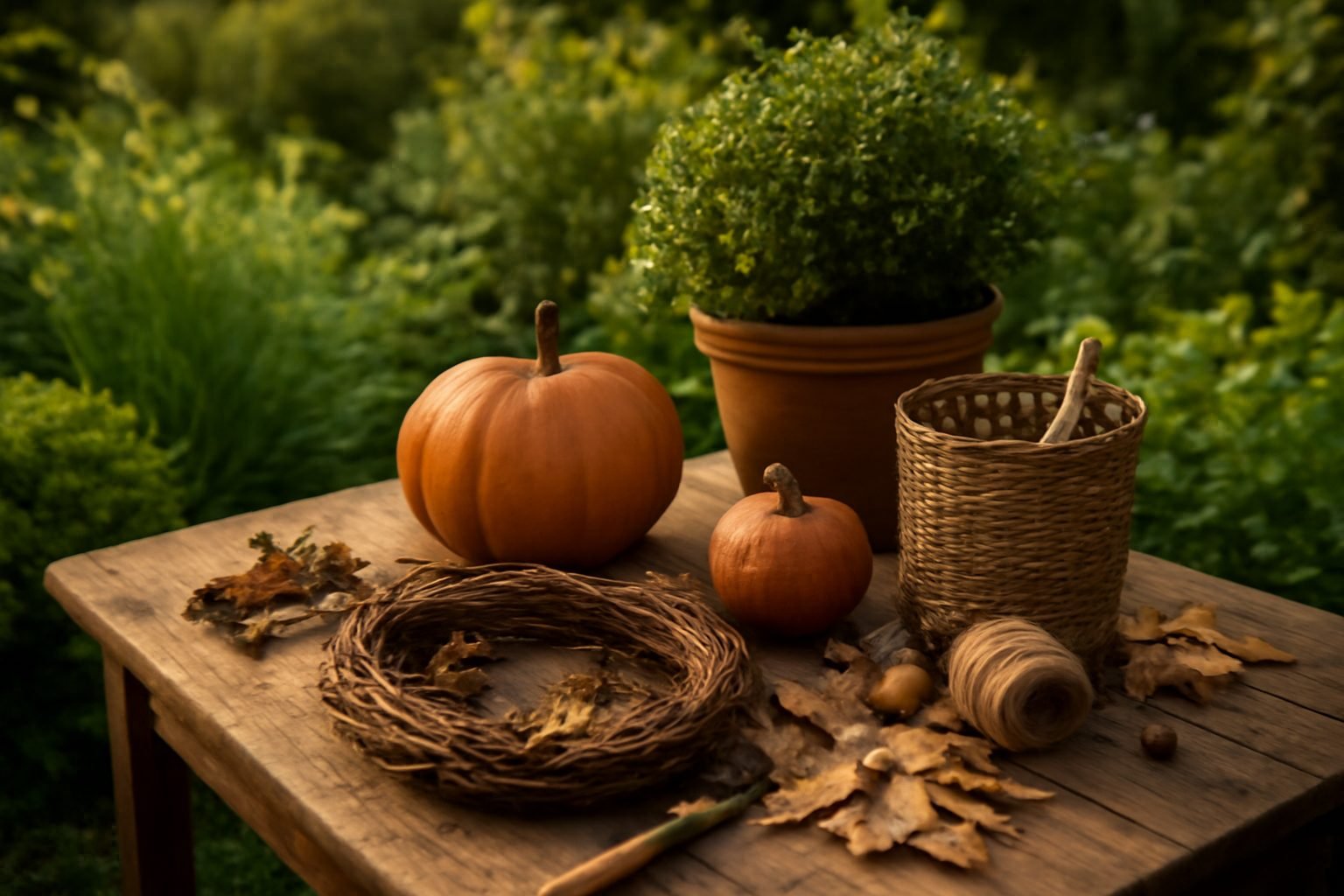 Herbstdeko basteln Naturmaterialien für draußen wetterfest