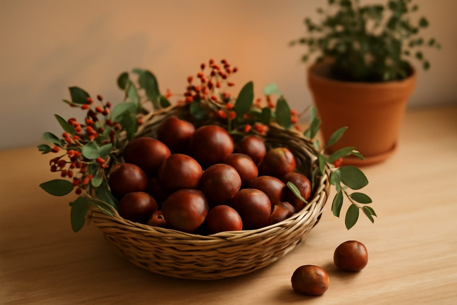 Herbstdeko Kastanien für den Garten — günstig statt teuer