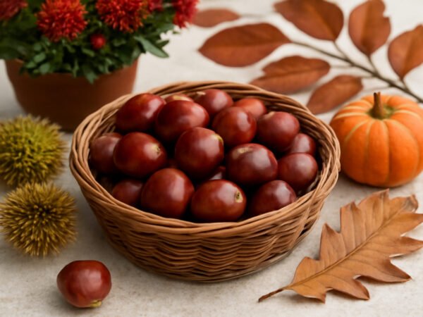 Herbstdeko Kastanien für den Vorgarten