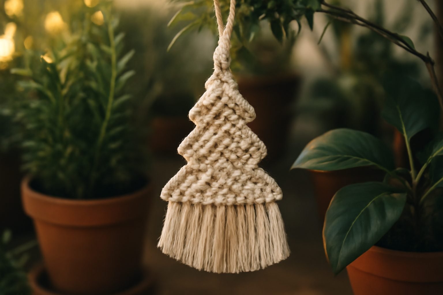 Makramee Weihnachtsdeko für den Vorgarten ohne Vorkenntnisse