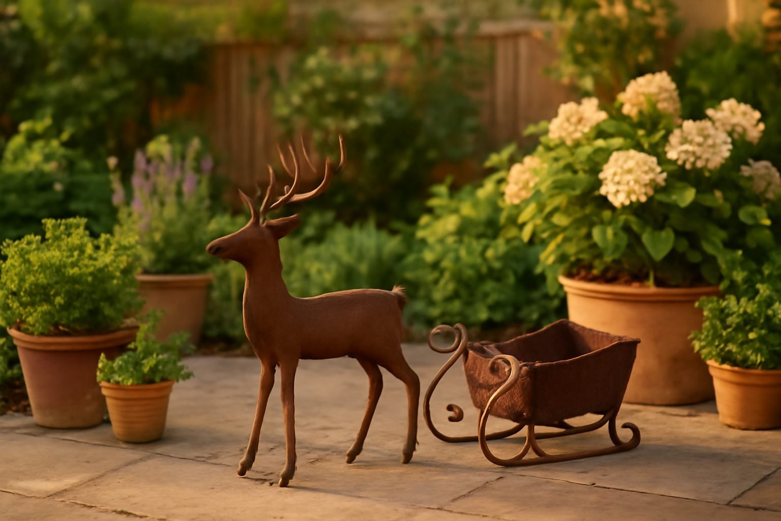 Rentierschlitten Deko für den Garten bauen