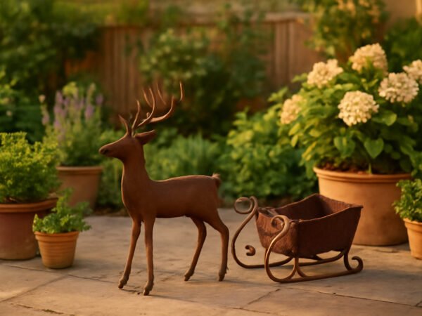 Rentierschlitten Deko für den Garten bauen