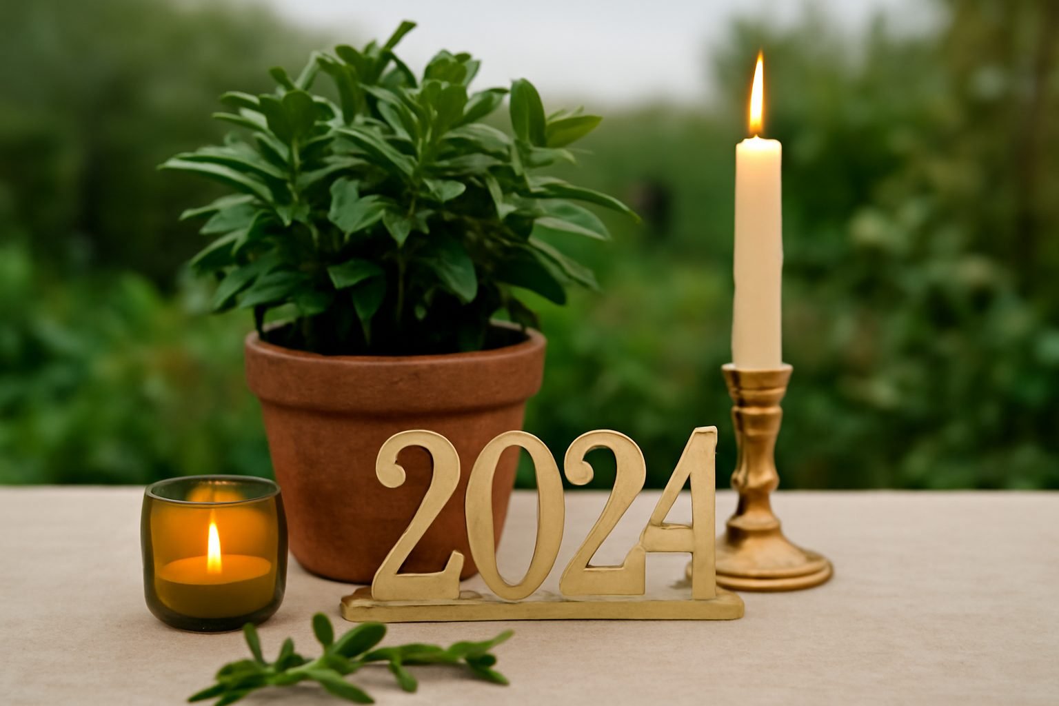Silvester Tischdekoration für die Terrasse