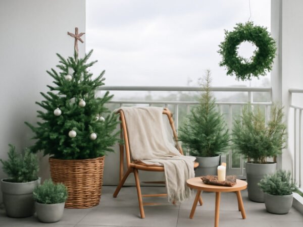 Skandinavische Weihnachtsdeko für den Balkon