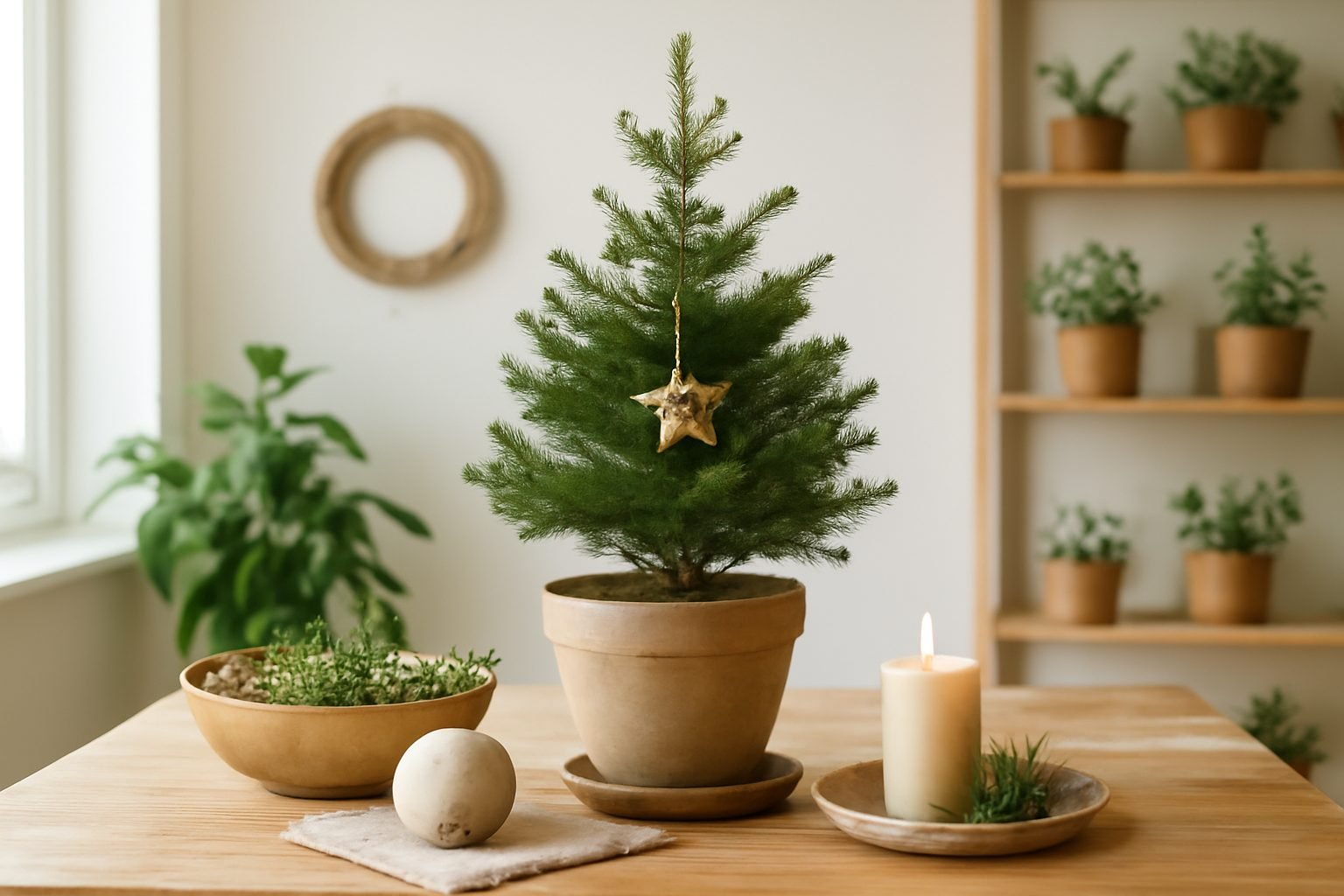 Skandinavische Weihnachtsdeko für die Terrasse