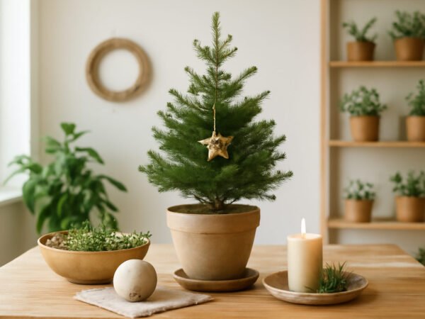 Skandinavische Weihnachtsdeko für die Terrasse