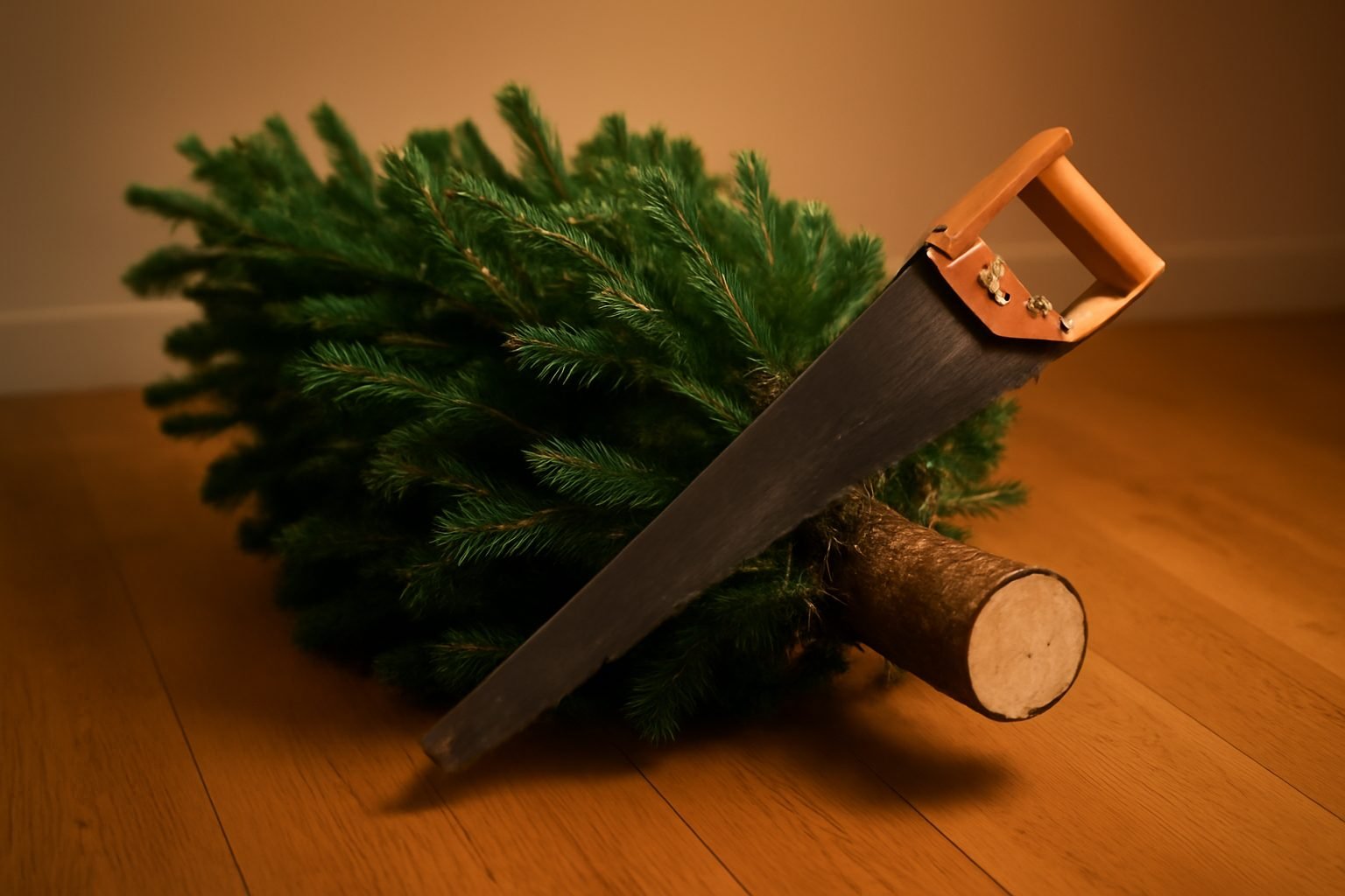 Tannenbaum selber Schlagen mit der Familie