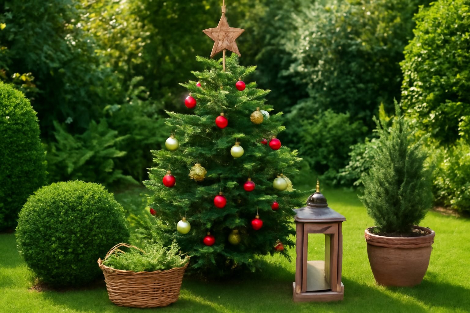 Weihnachtsdekoration Ideen für die Terrasse