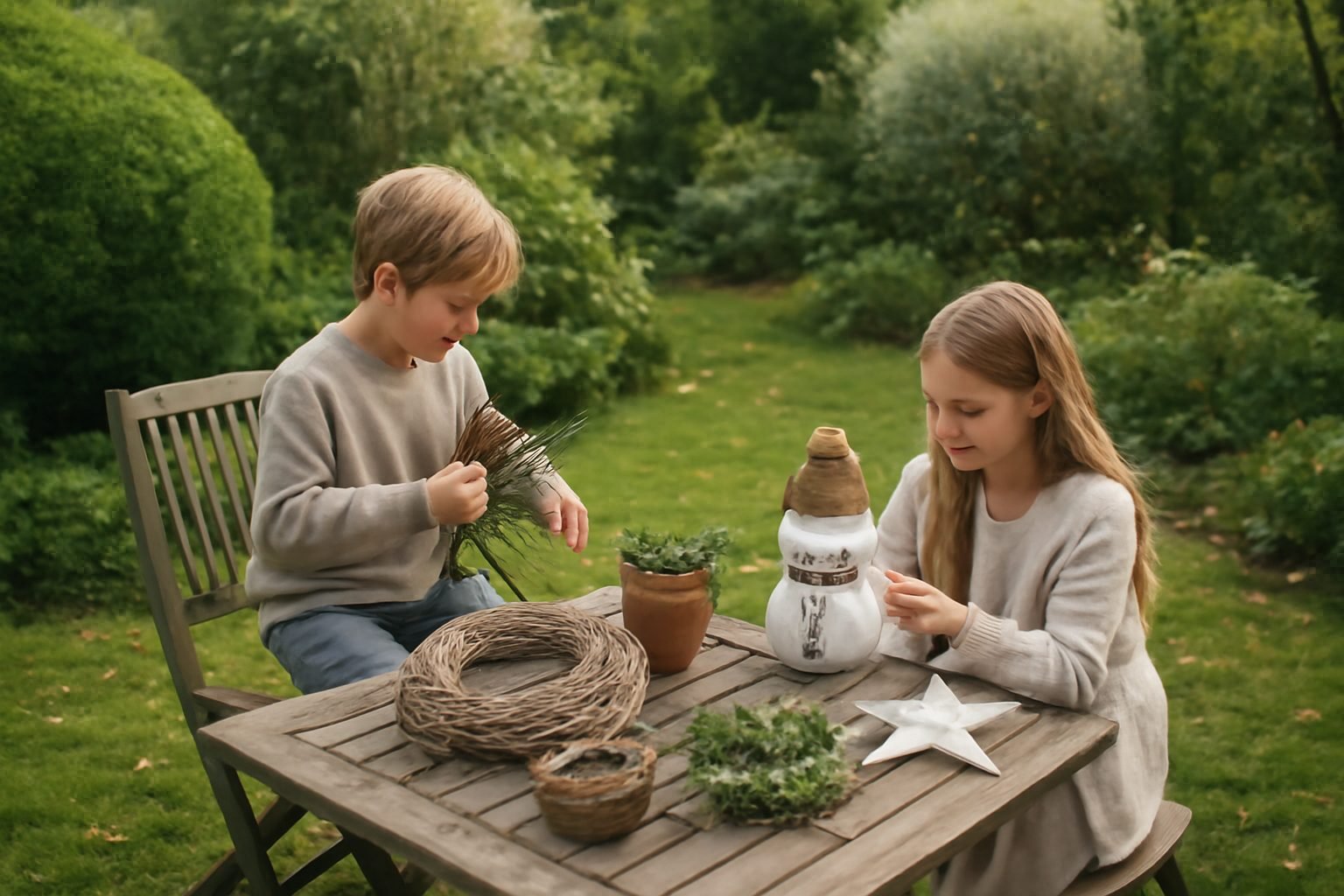 Winterdeko Garten mit Kindern basteln in 7 Schritten