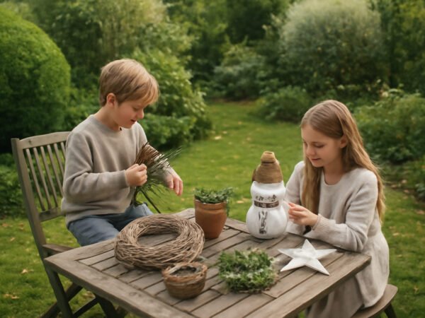 Winterdeko Garten mit Kindern basteln in 7 Schritten