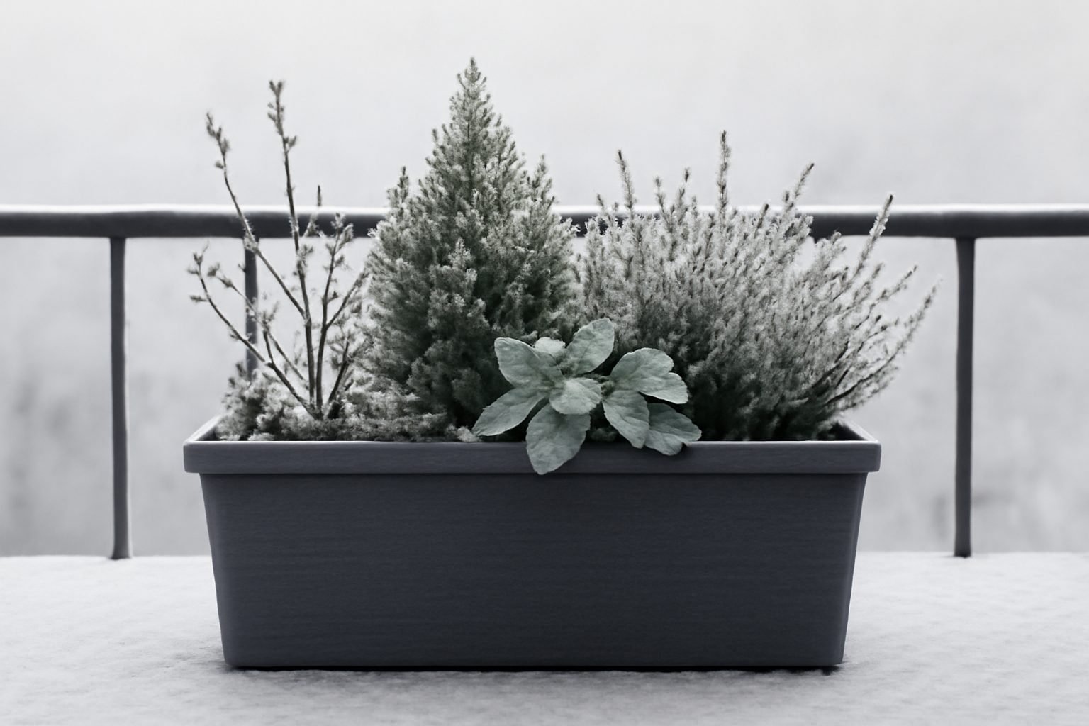 Winterliche Balkonkästen Bepflanzen im Advent